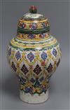 A 19th century Maiolica vase and cover height 39cm                                                                                     