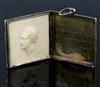 A late George III parcel gilt silver and ivory square mourning locket,                                                                 