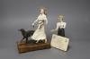 An Albany Fine China Deauville ceramic and bronze group of a girl with borzoi on walnut and ebonised rectangular plinth and a figure of 'Marion'                                                                            