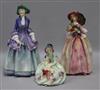 Three Doulton figures, Regency HN1752, Monica 1458, June 1691                                                                          