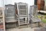 A set of six folding weathered teak garden chairs, labelled Firman, width 54cm, depth 42cm, height 108cm                                                                                                                    