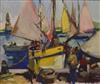 Continental School, oil on canvas, Fishing boats in harbour 49 x 59cm                                                                  