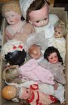 A 19th century wax head doll, a Heubach Koppelsdorf bisque doll and group of other dolls (a.f.)                                        