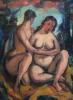 Robert Baker (1902-1992), Nude couple in a landscape, Oil on canvas, 77 x 56 cm. unframed                                                                                                                                   