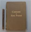 Pound, Ezra - Canzoni, 1st edition, original boards, with gilt titles, two thirds of spine detached but present,                       