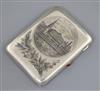 A 20th century Russian 875 silver and niello cigarette case, decorated with view of Red Square, Moscow, gross 182 grams.               