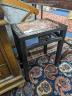 A Chinese rectangular mother of pearl inlaid rouge marbled top padouk jardiniere stand, width 42cm, depth 31cm, height 52cm                                                                                                 