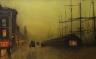 W. Meegan, oil on board, Shops and wharf by night, 43 x 67cm                                                                                                                                                                