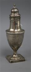 A George III silver sugar caster, marks rubbed, 17cm.                                                                                  