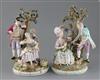 A pair of Meissen groups, late 19th century, H.26.5cm and 25cm, some losses                                                            