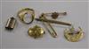 A 14K gold Turkish crescent brooch and six other items,                                                                                