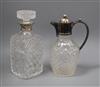 A silver collared glass decanter and stopper and an electroplate mounted claret jug                                                    