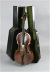 An 18th century cello, labelled 'Jacobus Stainer in absam prope oe nipontum 1660', in a W. E. Hill & Sons ebonised wood case, Numerous 
