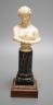 A 19th-century Dieppe ivory bust of Clytie, on a marble and rosewood pedestal, after the model in the British Museum - 24.5cm tall                                                                                          