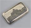 A 19th century Russian 84 zolotnik silver and niello cigarette case, decorated with a view of Pashkov House, Moscow,                   