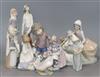 Nine Lladro figures                                                                                                                    