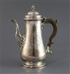 A George II silver baluster coffee pot by Thomas Whipham, gross 26.5 oz.                                                               