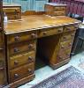 A Victorian mahogany pedestal desk marked Amice Hotton, Jersey, length 122cm, depth 54cm, height 101cm                                                                                                                      