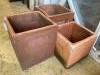 Three square terracotta planters, largest 36cm wide, height 40cm                                                                                                                                                            