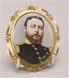 A portrait miniature of a naval officer c.1900 7.5 x 6cm.                                                                              