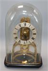 A brass fusee skeleton timepiece under glass dome H.30cm                                                                               