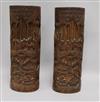 A pair of bamboo brushpots height 33cm                                                                                                 