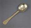 A late 17th/early 18th century silver gilt dog nose spoon, 18cm.                                                                       