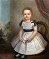 19th century English Primative School Portrait of a seated girl 29.5 x 24.5in.                                                         