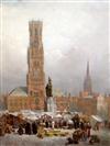 Henry Schafer (19th C.) The Market Square, Bruges 36 x 28in.                                                                           