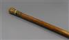 A pique work ivory handled cane, George III length 92cm                                                                                