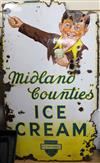 A Midlands Counties ice cream 1950's enamel advertising sign 106 x 60cm                                                                