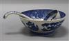 A Victorian Staffordshire blue and white bowl, dish and soup ladle diameter 24cm                                                       