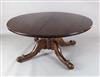 A large early Victorian mahogany circular top dining table, Diam.5ft 2in. H.2ft 5in.                                                   