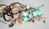 Mixed jewellery etc. including jet, silver and white metal and six amber set spoons.                                                                                                                                        