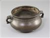 A Chinese bronze censer, gui, 17th/18th century, width 19cm                                                                            