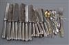 A small quantity of assorted silver flatware and silver handled knives including Victorian.                                            