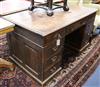 A late Victorian oak pedestal desk W.136cm                                                                                             