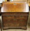 A Queen Anne and later featherbanded walnut bureau W.90cm                                                                              