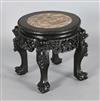 A Chinese hongmu and rouge marble inset jardiniere stand, late 19th century, \h. 37cm                                                  