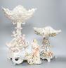 A French bisque centrepiece, Naples porcelain centrepiece and figural chariot, tallest 44cm                                                                                                                                 