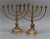 A pair of brass Menorah height 34cm                                                                                                    