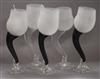 Steven Newell (b. 1948), five similar wine glasses, height 27cm                                                                        