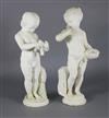 A pair of 19th century Italian carved white marble figures of putti, height 31in.                                                      