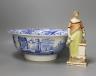 An early 19th century pearlware figure of a maiden, 24cm tall, and a Spode Italian bowl                                                                                                                                     