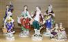 Six Continental porcelain figures/groups tallest 26cm                                                                                  