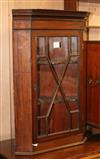 A George III style astragal glazed mahogany hanging corner cupboard W.55cm                                                             