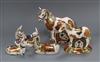 Five Royal Crown Derby paperweights: 'Llama', a Welsh Cob, an Epsom filly, 'Holly' donkey and another donkey                           