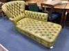 A Victorian style daybed upholstered in buttoned green leather, length 170cm, width 70cm, height 82cm                                                                                                                       