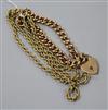 An early 20th century 15ct gold curblink bracelet and a later 9ct gold ropetwist chain.                                                