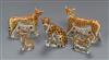 Five Royal Crown Derby paperweights - three cheetah's, leopard cub and leopardess                                                      